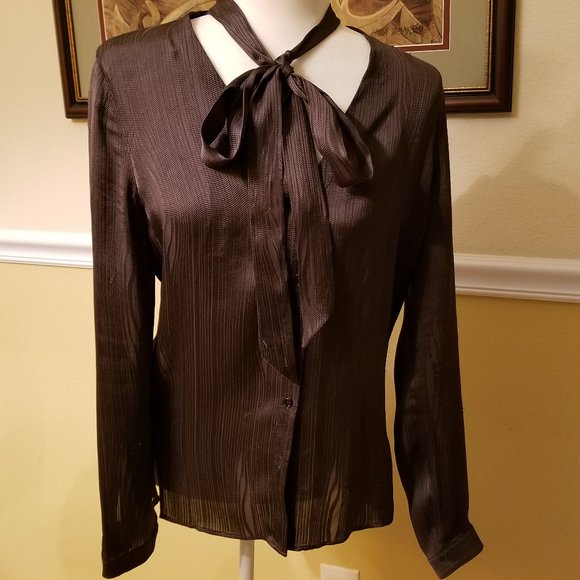 Akris Tops - Akris Punto Silk Button Down Blouse Size 8 Gray